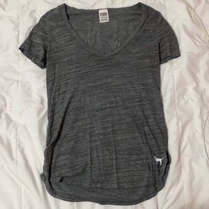 Loose grey V-neck tee